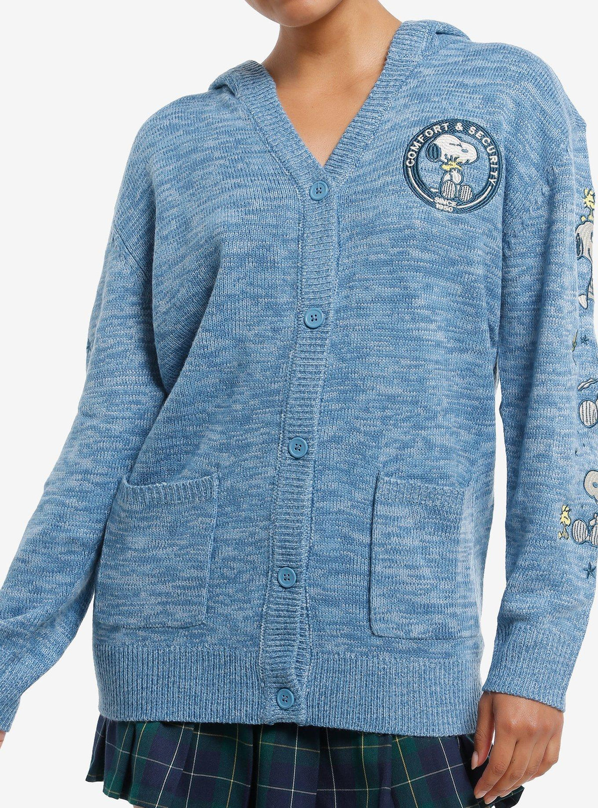 Peanuts Snoopy & Woodstock Girls Oversized Hooded Cardigan