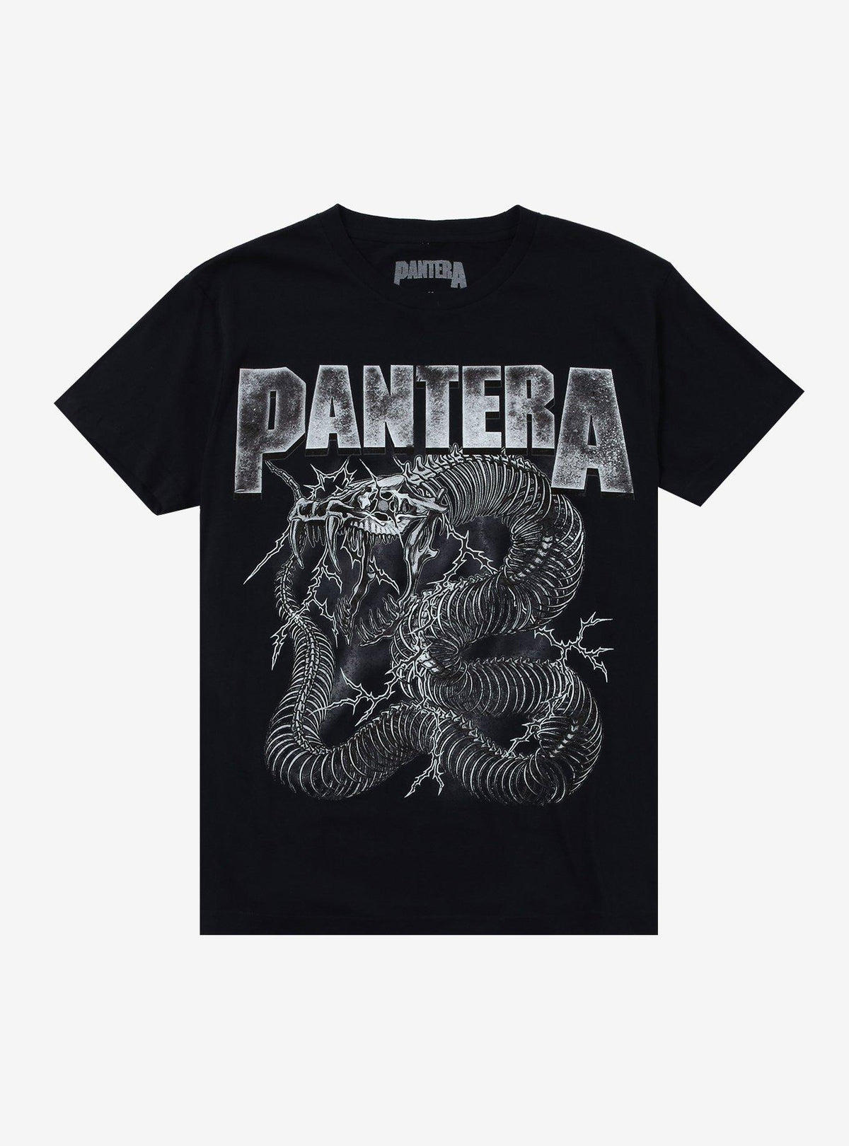 Pantera Dark Navy Blue Electrified Snake Skeleton T-Shirt