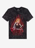 anime swordsman Kimetsu No Yaiba Rengoku Flame Dark Wash T-Shirt