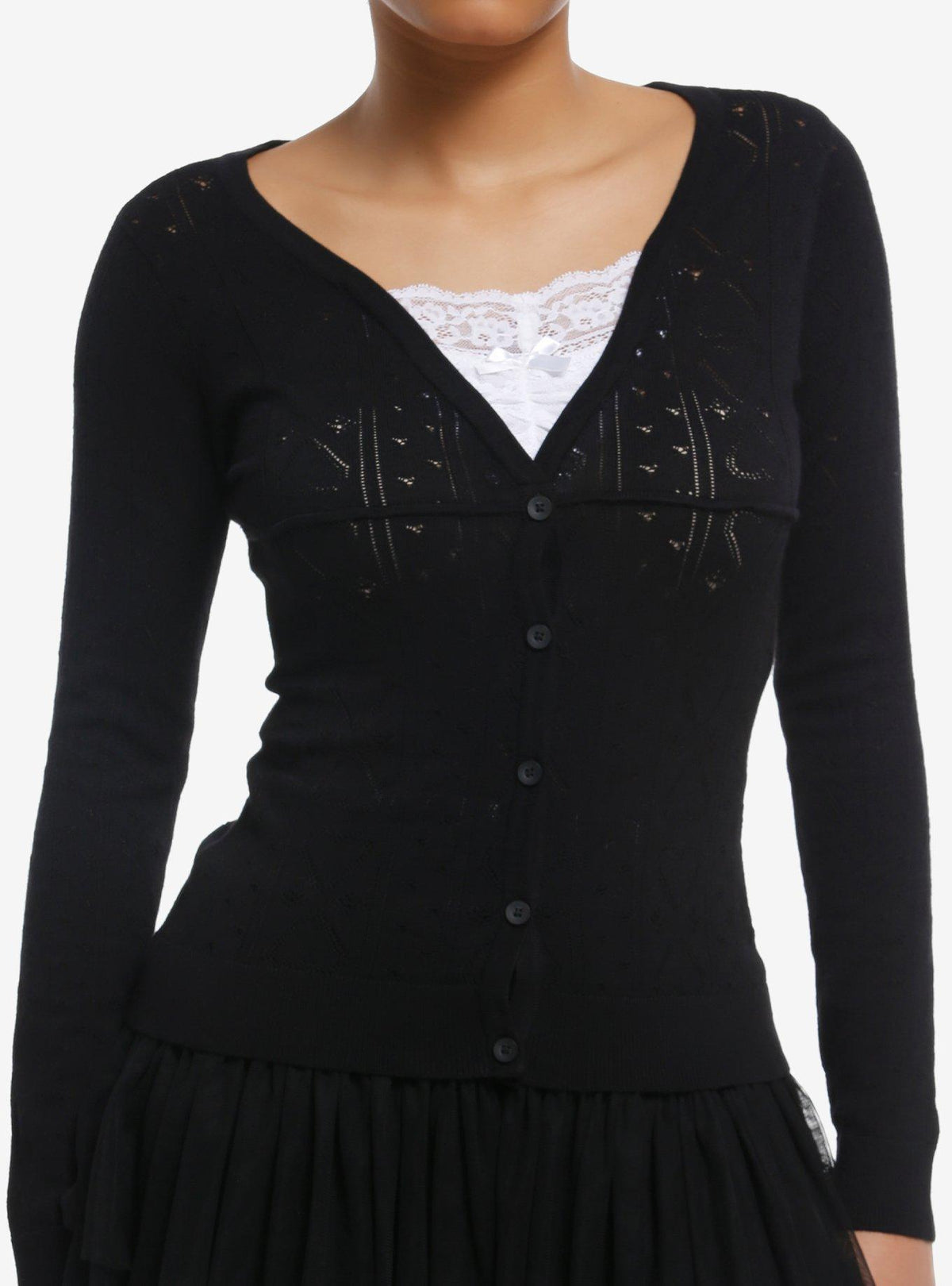 Social Collision Black & White Girls Twofer Cardigan