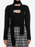 Social Collision Black Girls Knit Shrug With Scarf