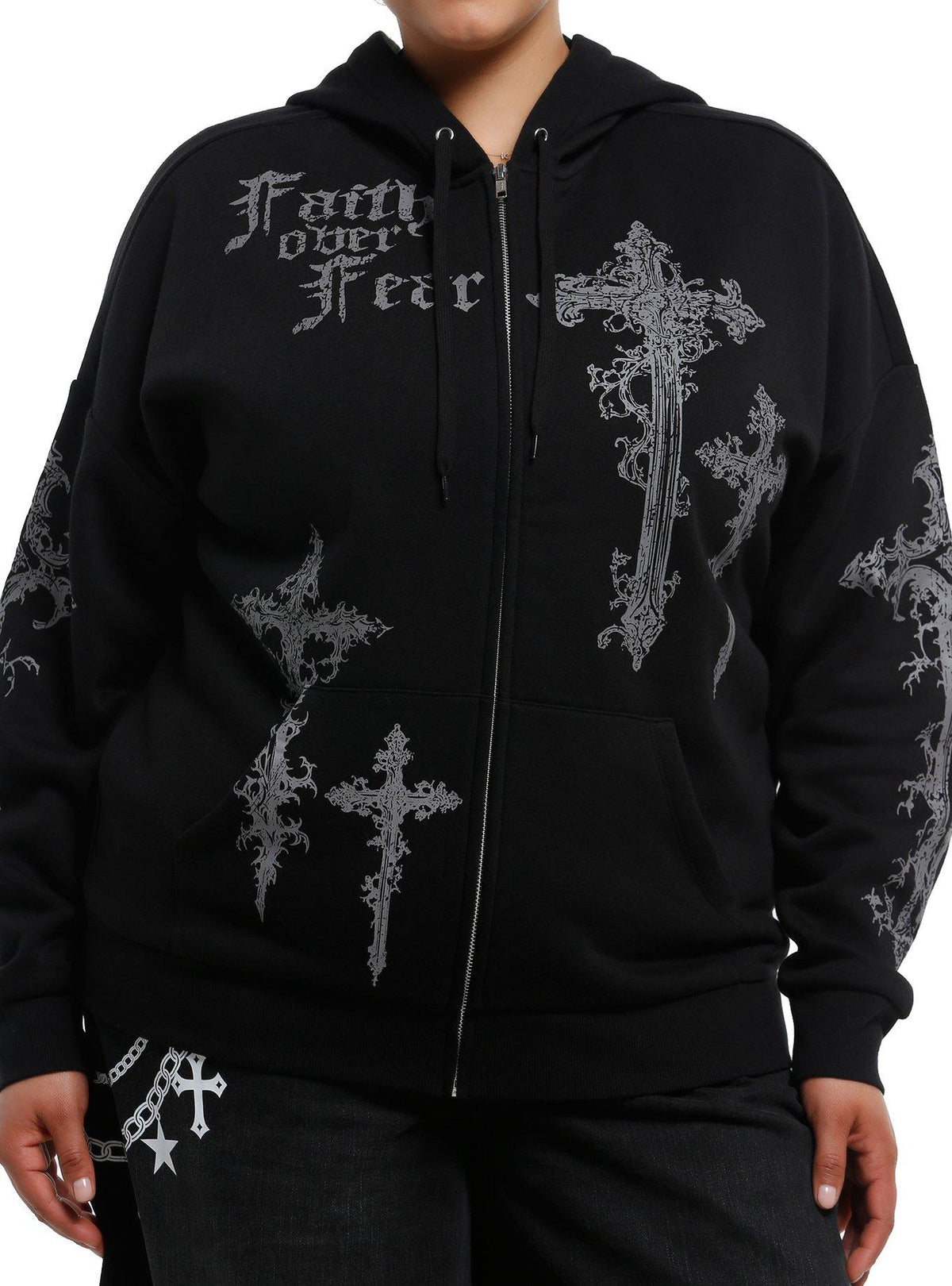 Faith Over Fear Crosses Girls Hoodie Plus Size