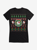 cute kitty Ugly Christmas Pattern Girls T-Shirt