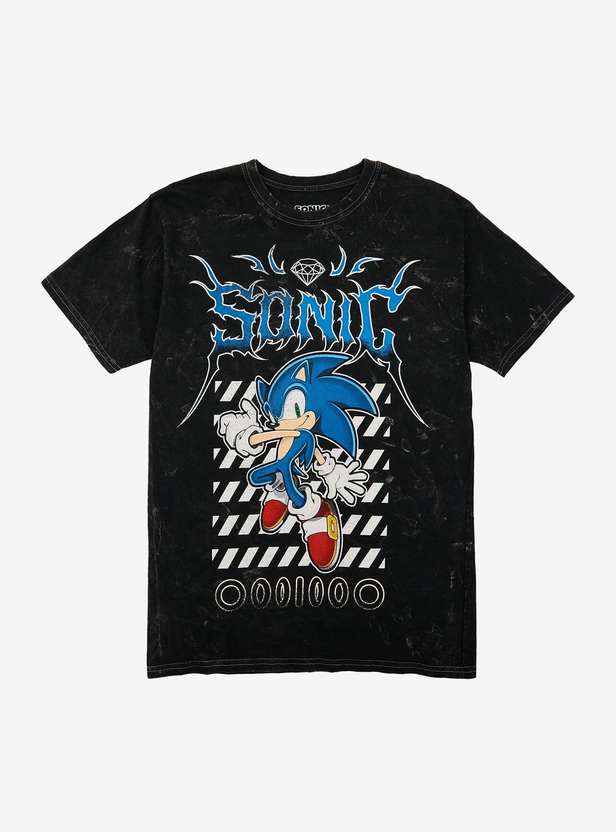 Sonic The Hedgehog Stripe Metal Dark Wash T-Shirt | Premium Unisex T-Shirt, Trending Graphic Tee