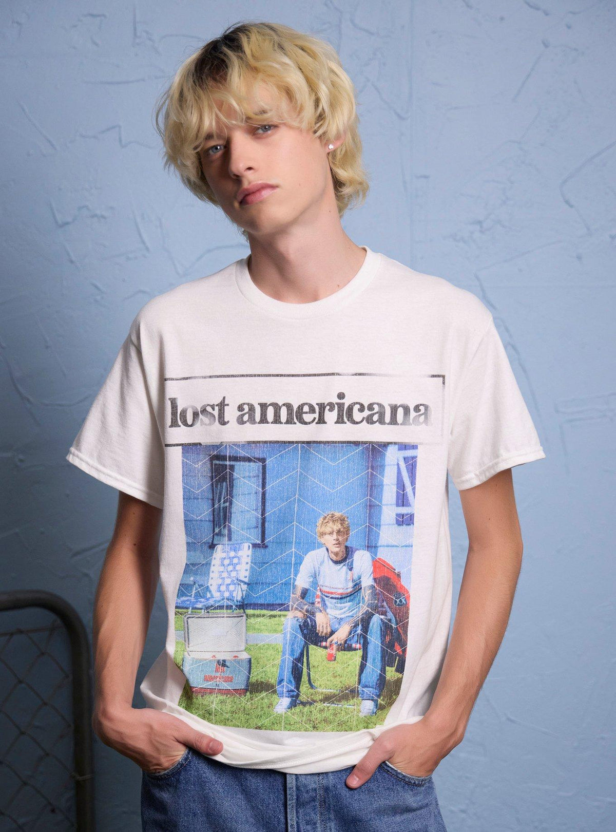 mgk lost americana Lawn Chair T-Shirt Hot Topic Exclusive | Premium Unisex T-Shirt, Trending Graphic Tee
