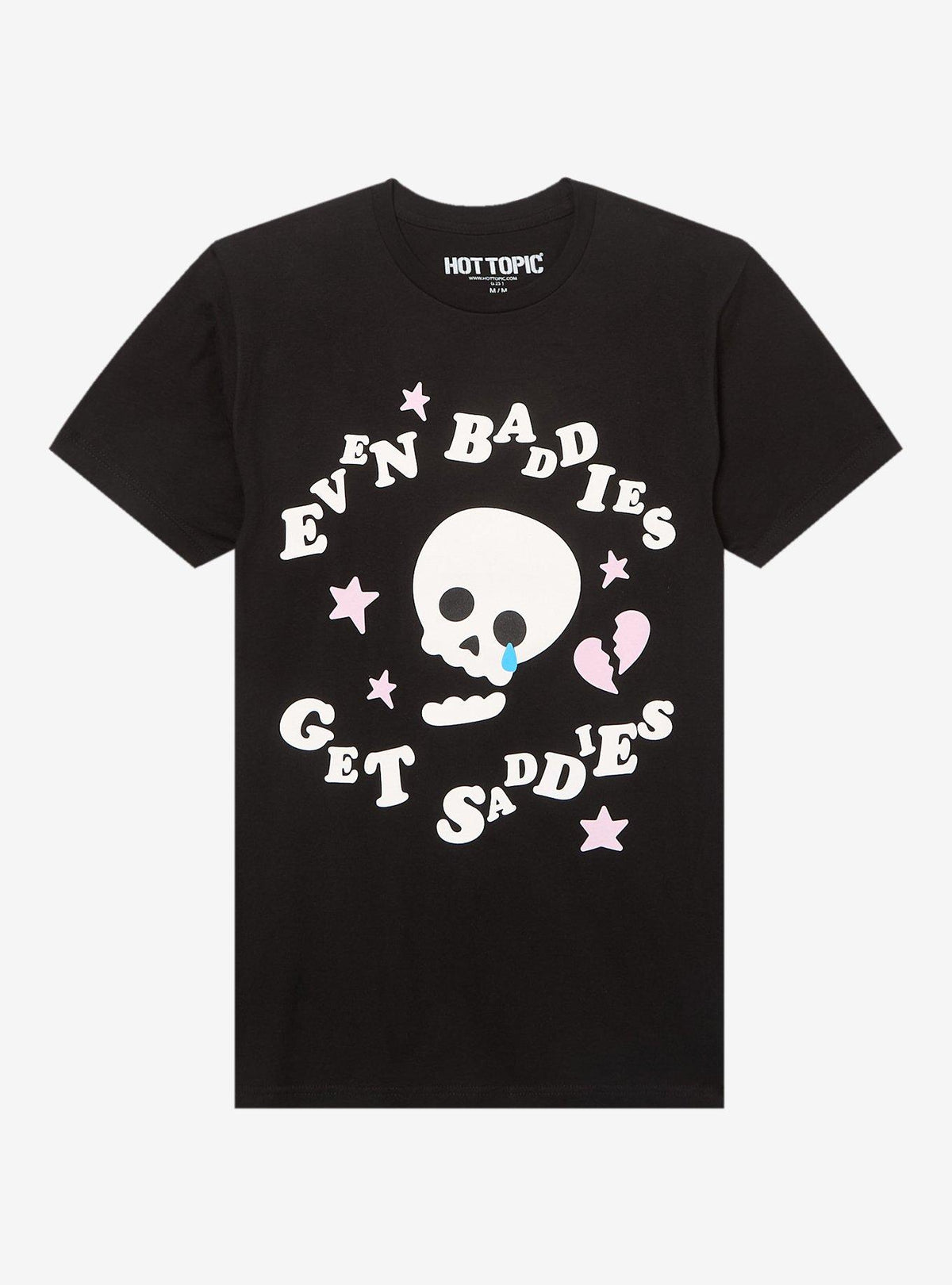 Baddies Get Saddies Skull Puff Print T-Shirt 2