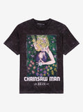 dark anime The Movie Reze Arc Flower Dark Wash T-Shirt