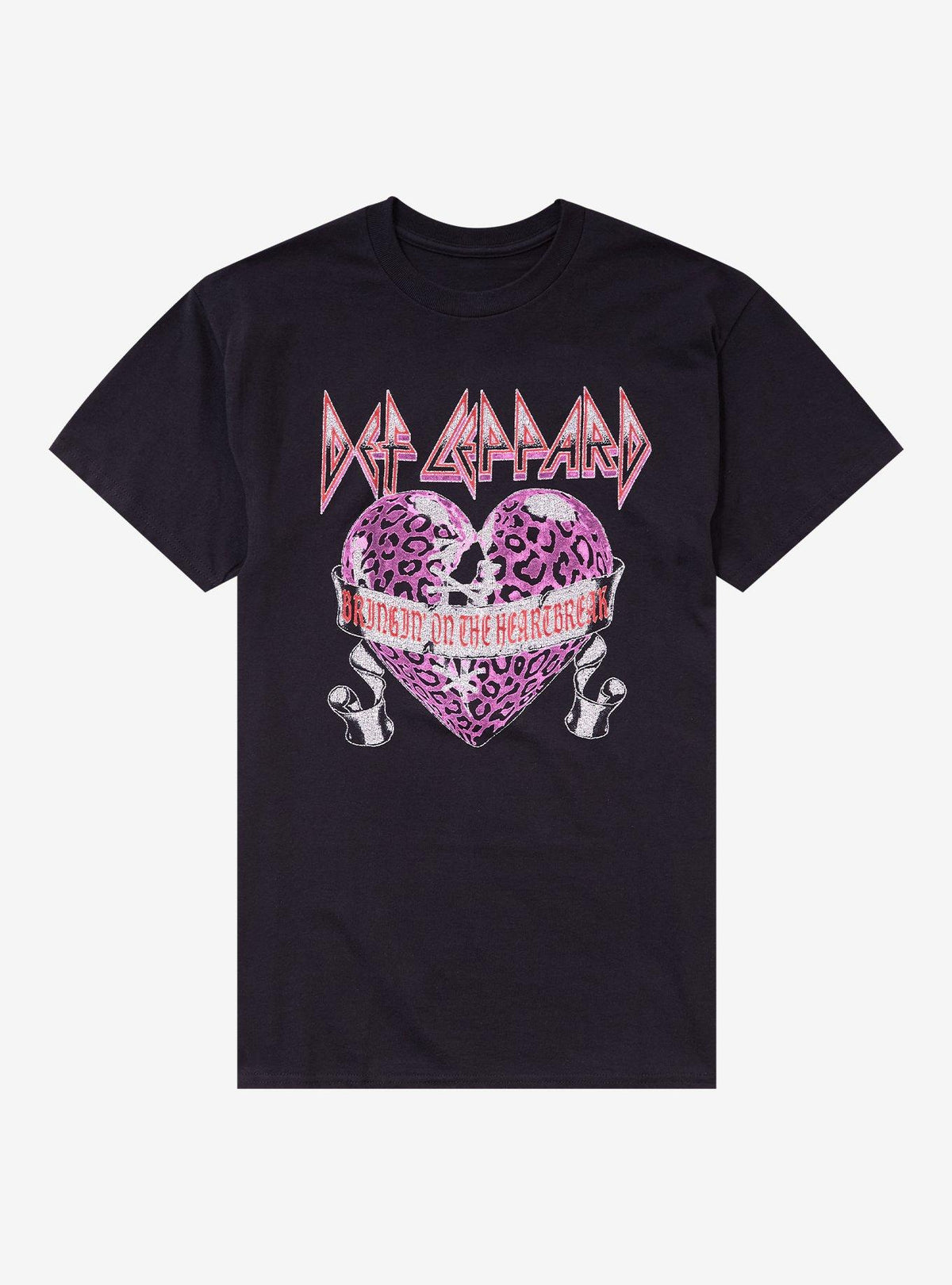 Def Leppard Bringin' On The Heartbreak Cheetah Heart T-Shirt