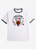 Stranger Things Hellfire Club Black White Ringer T-Shirt 2