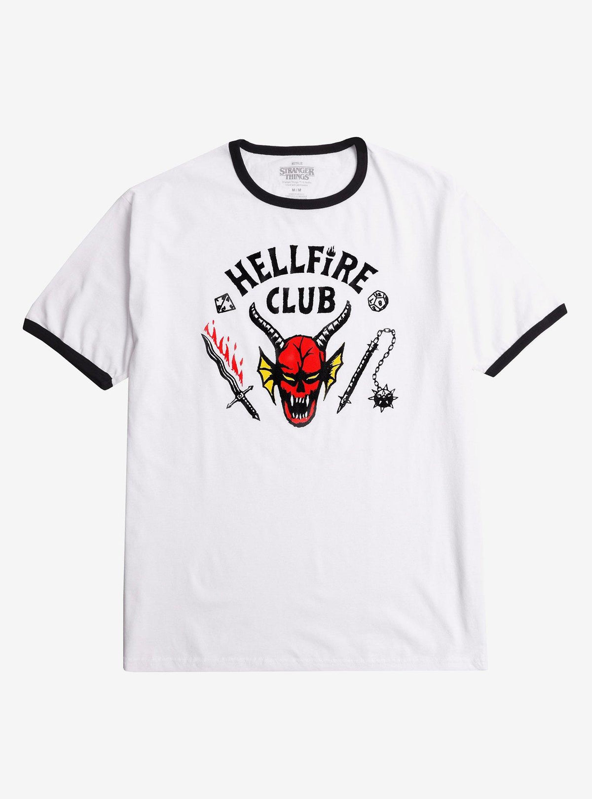Stranger Things Hellfire Club Black White Ringer T-Shirt 2
