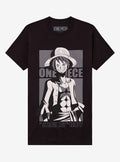 pirate anime Luffy Black White Portrait T-Shirt