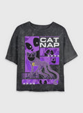 Poppy Playtime Catnap Get Some Rest Girls Mineral Wash Crop T-Shirt
