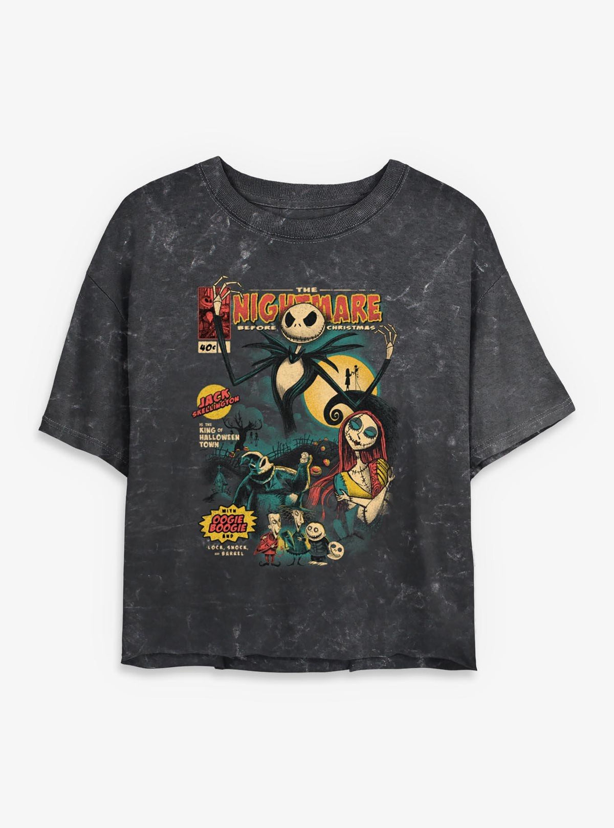 spooky holiday Comic Cover Girls Mineral Wash Crop T-Shirt