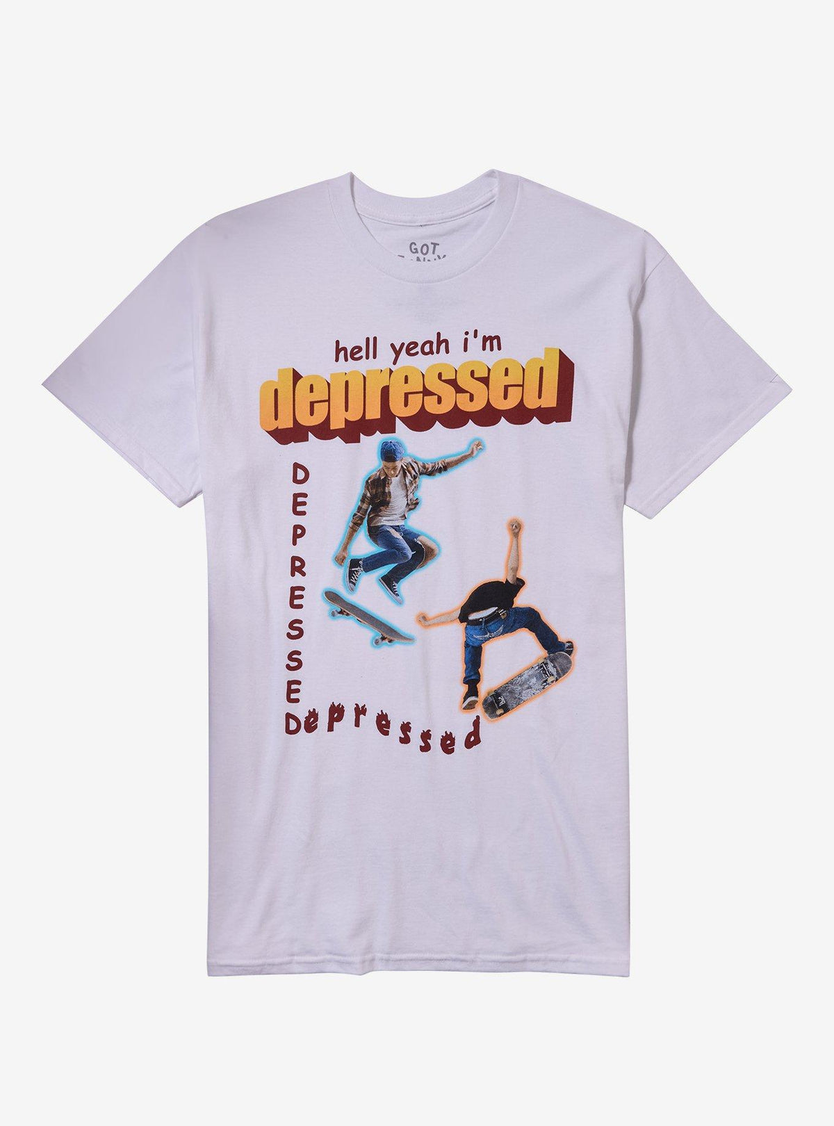 Depressed Skateboard Meme T Shirt By Got Funny T Shirt Streetwear Style Funny Quote