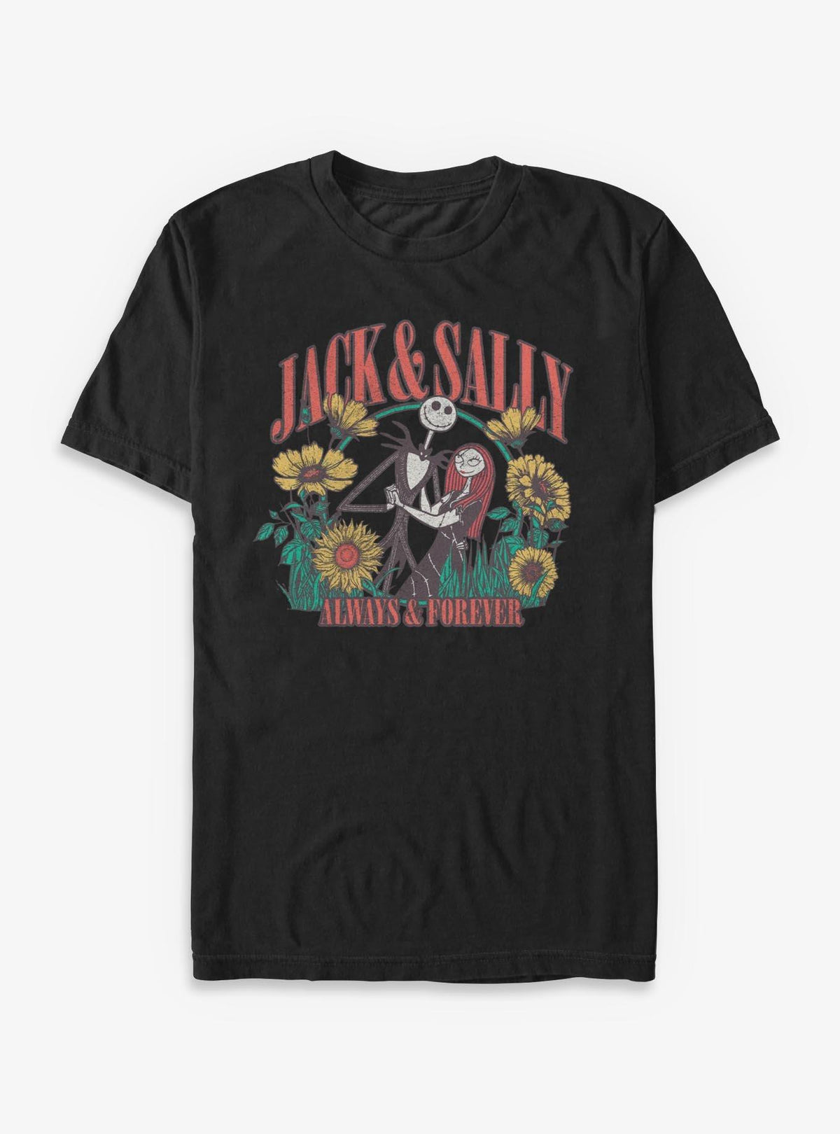 spooky holiday Jack And Sally Floral T-Shirt 2