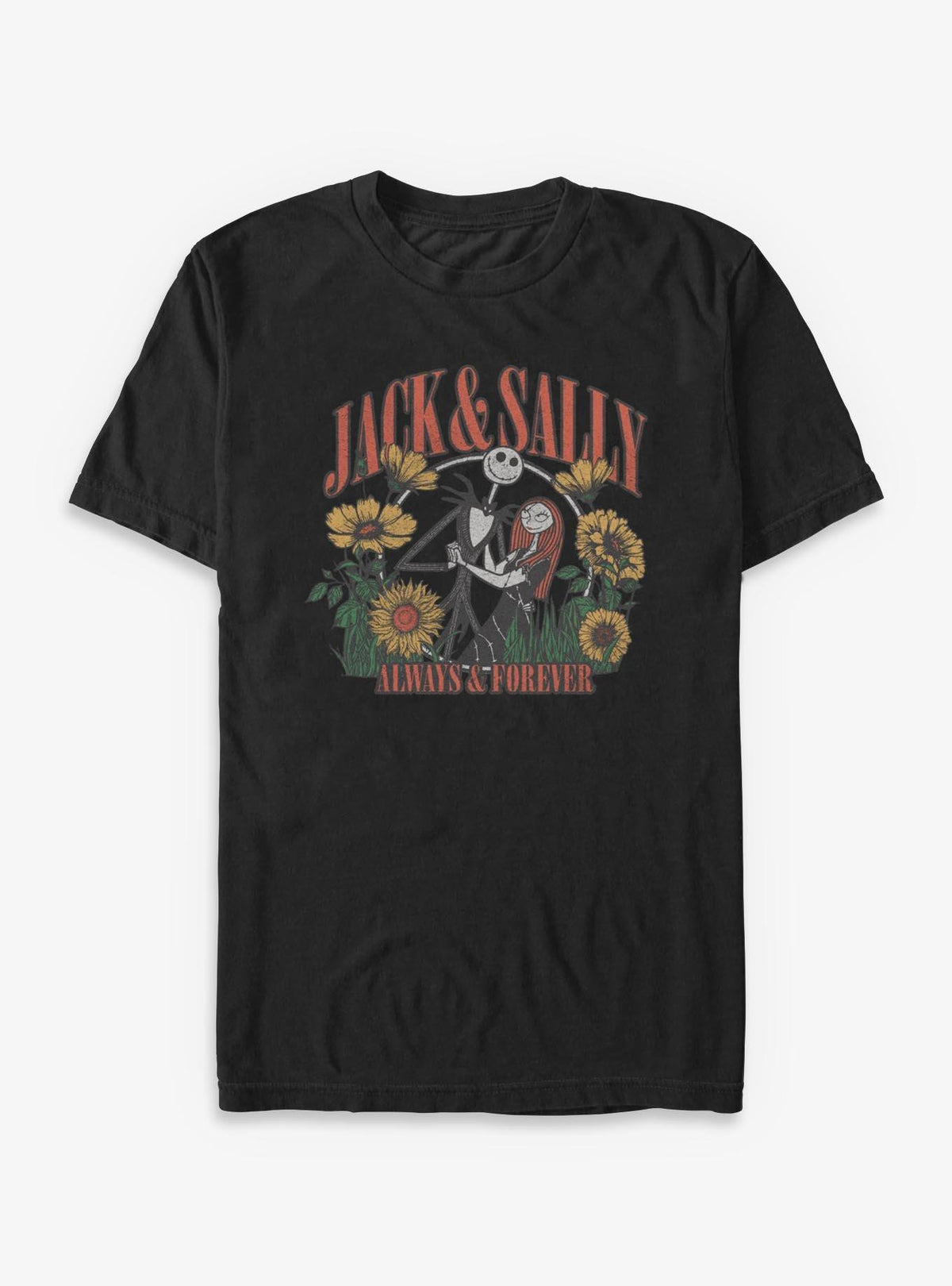 spooky holiday Jack And Sally Floral T-Shirt