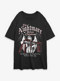 spooky holiday Jack On Angel Statue Girls Oversized T-Shirt