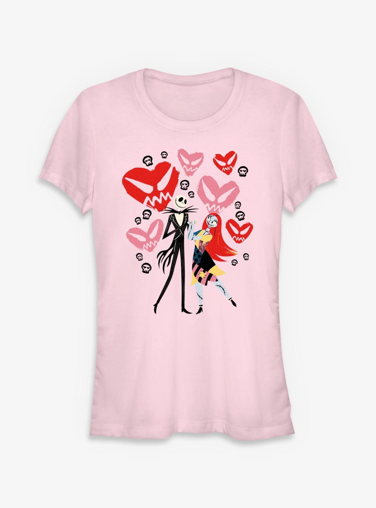 spooky holiday Jack Sally Creepy Hearts Girls T-Shirt
