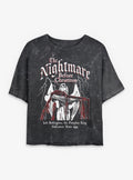 spooky holiday Jack On Angel Statue Girls Mineral Wash Crop T-Shirt