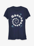 spooky holiday Jack Skeleton Snow Flakes Girls T-Shirt