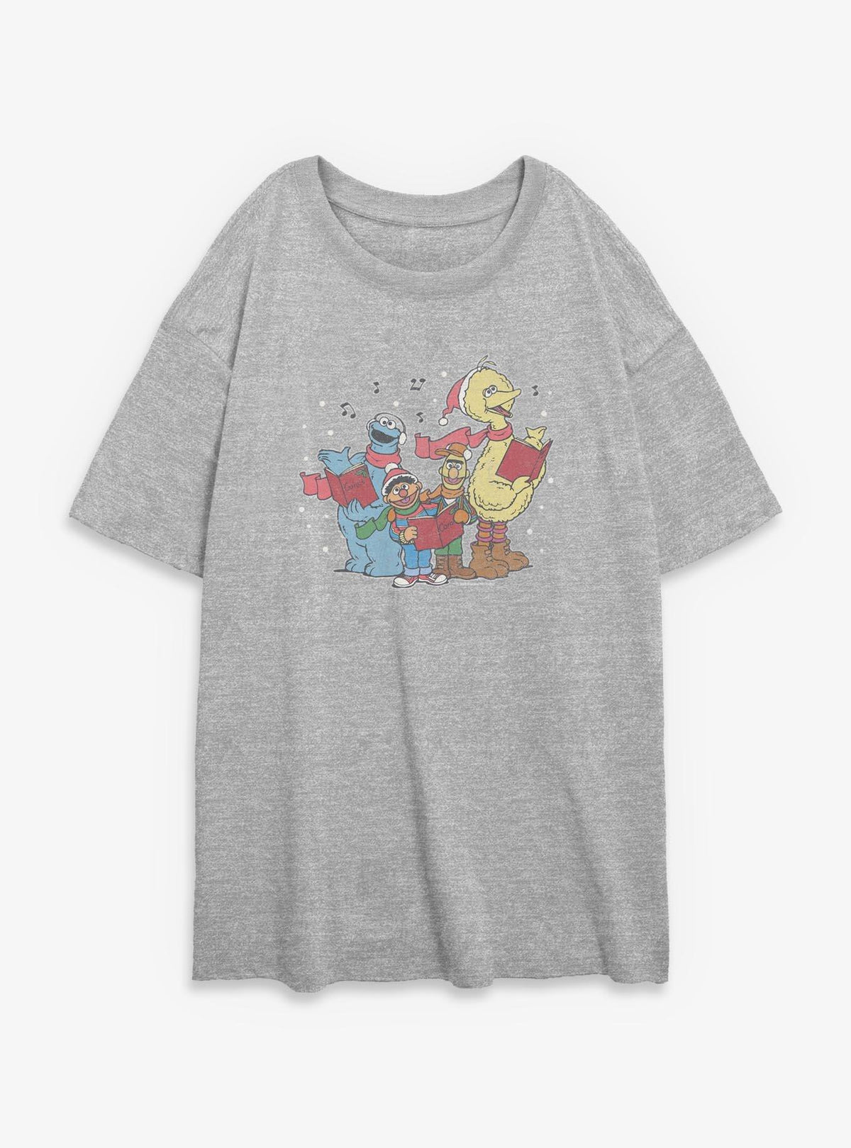 Sesame Street Christmas Carols Girls Oversized T-Shirt