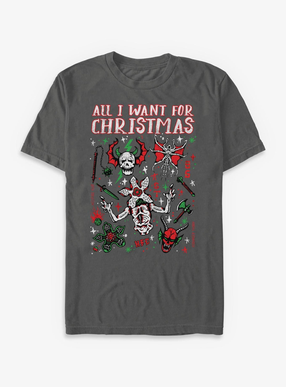 Stranger Things Christmas Flash Sheet Garment Dye T-Shirt