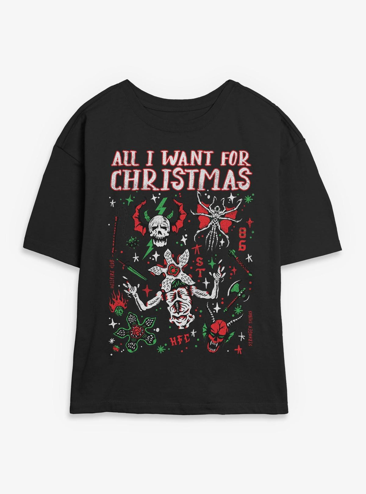 Stranger Things Christmas Flash Sheet Girls Skimmer T-Shirt