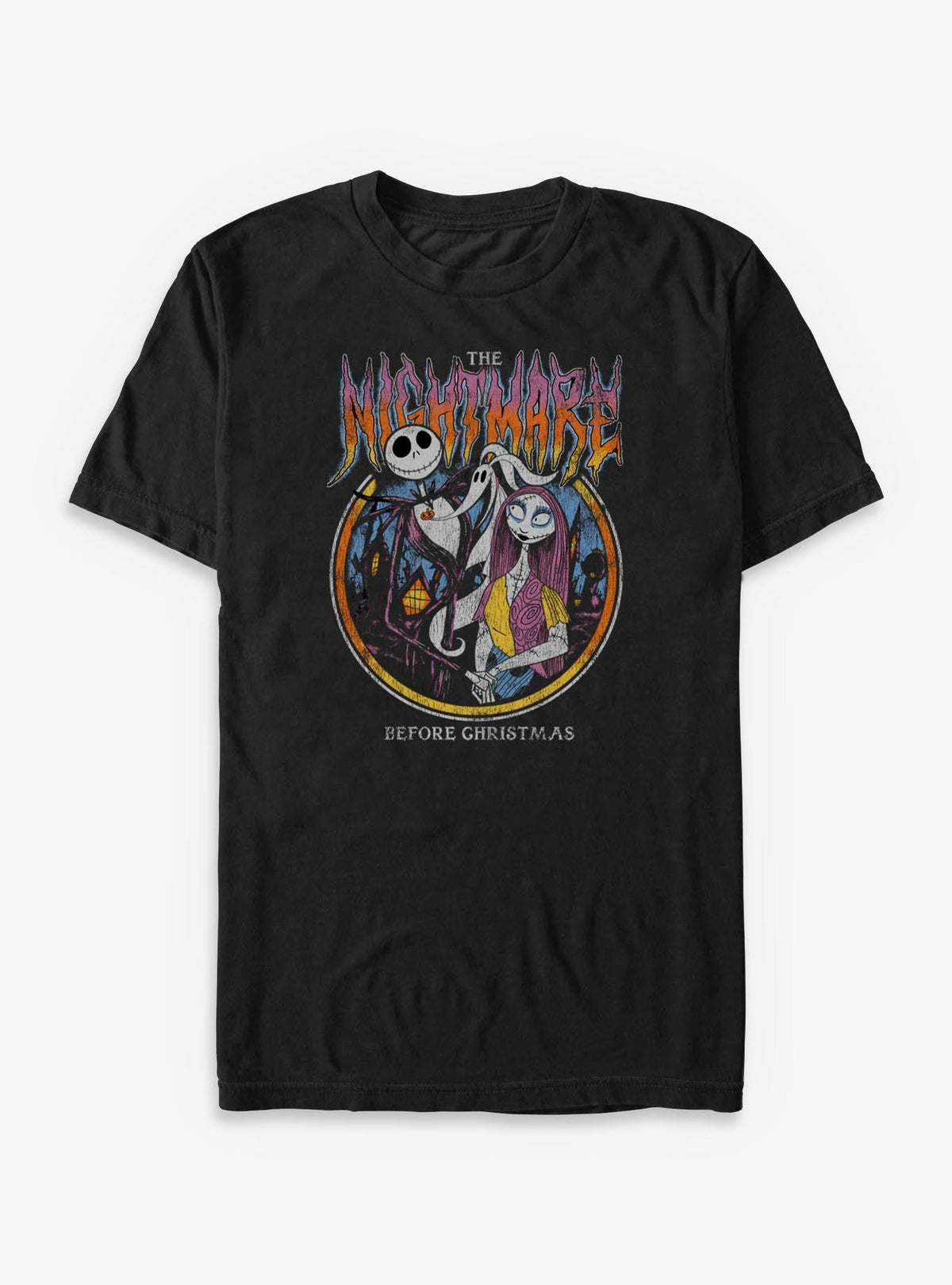 spooky holiday Jack and Sally Metal Circle Big Tall T-Shirt