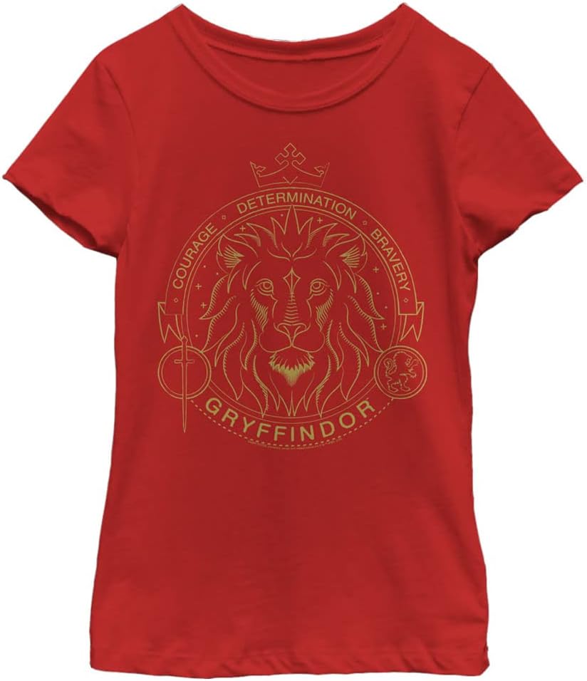 Girl S Gryffindor Line Art Symbol T Shirt Red X Large T Shirt Gift Ready