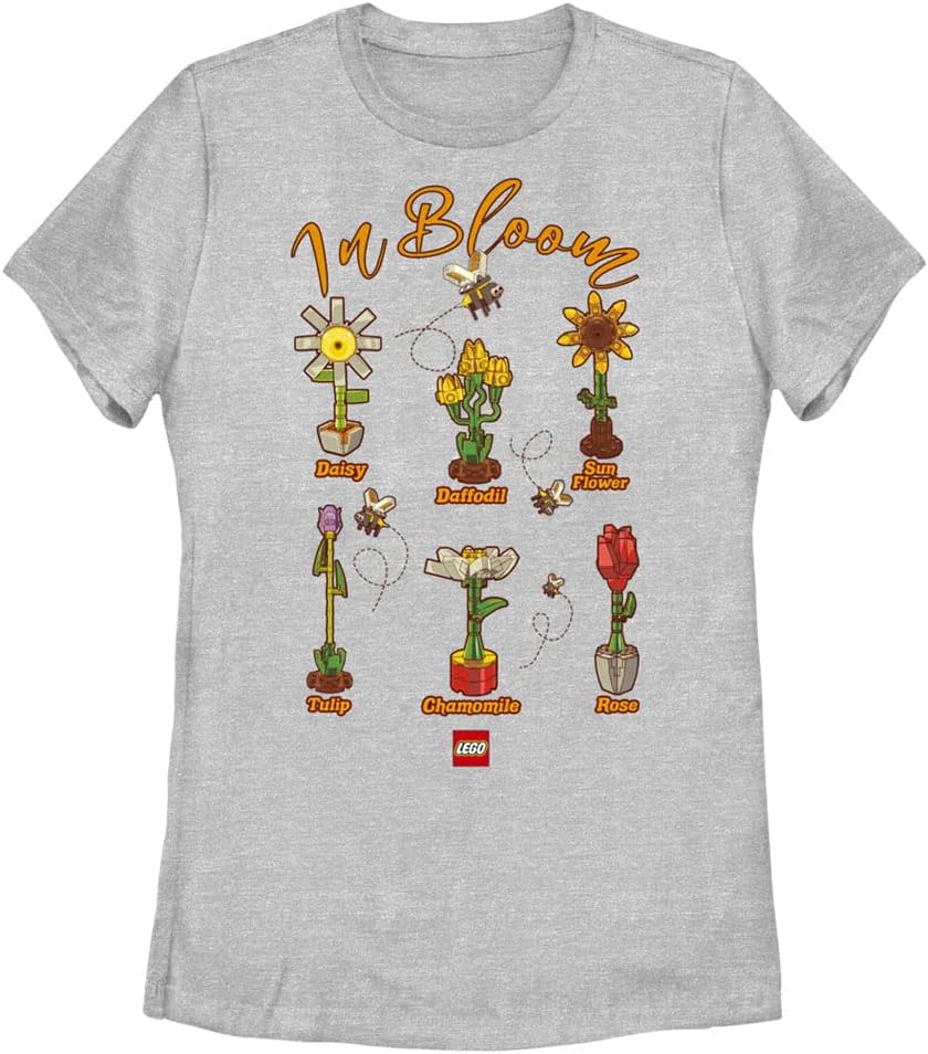 Fifth Sun Lego Iconic Textbook Inbloom Women S Short Sleeve Heather Tee Shirt T Shirt Everyday Wear