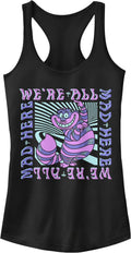 Women S Alice In Wonderland Mad Here Trip Slim Fit Scoop Hem Racerback Tank Apparel Everyday Wear