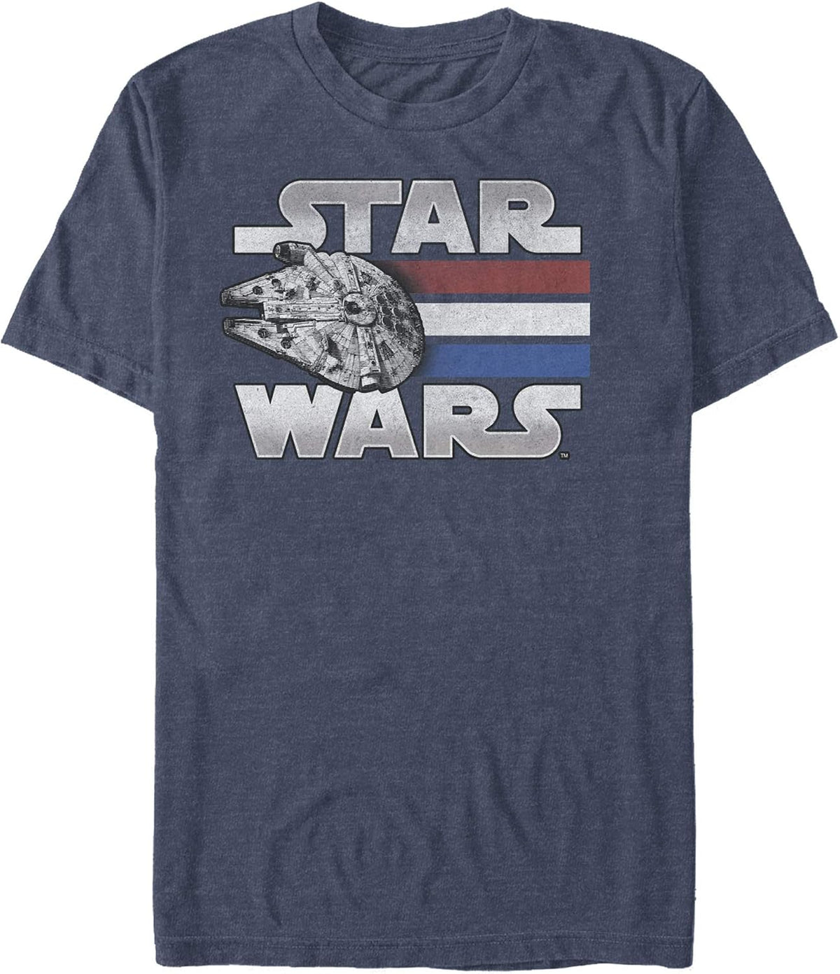 Men S Millennium Falcon Patriotic Stripes T Shirt Navy Blue Heather X Large T Shirt Clean Design