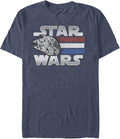Men S Millennium Falcon Patriotic Stripes T Shirt Navy Blue Heather X Large T Shirt Everyday Wear