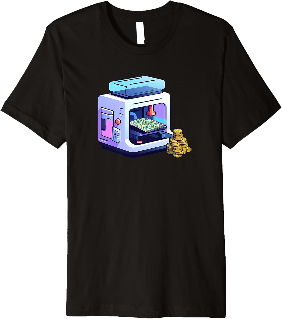 Futuristic 3d Printer With Money Design Printing Premium Apparel Minimal Style