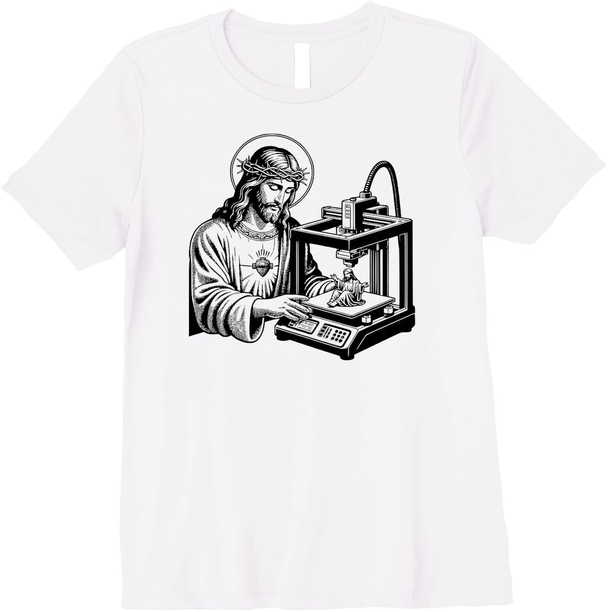 Womens Jesus Christ Printing A Figure Of Himself 3d Printer Funny Premium Apparel Gift Ready