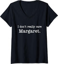 Womens I Don u2019t Really Care Margaret JD Vance Funny Meme US Flag V Neck