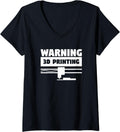 Womens Warning 3d Printing Printer Print V Neck Apparel US Trend