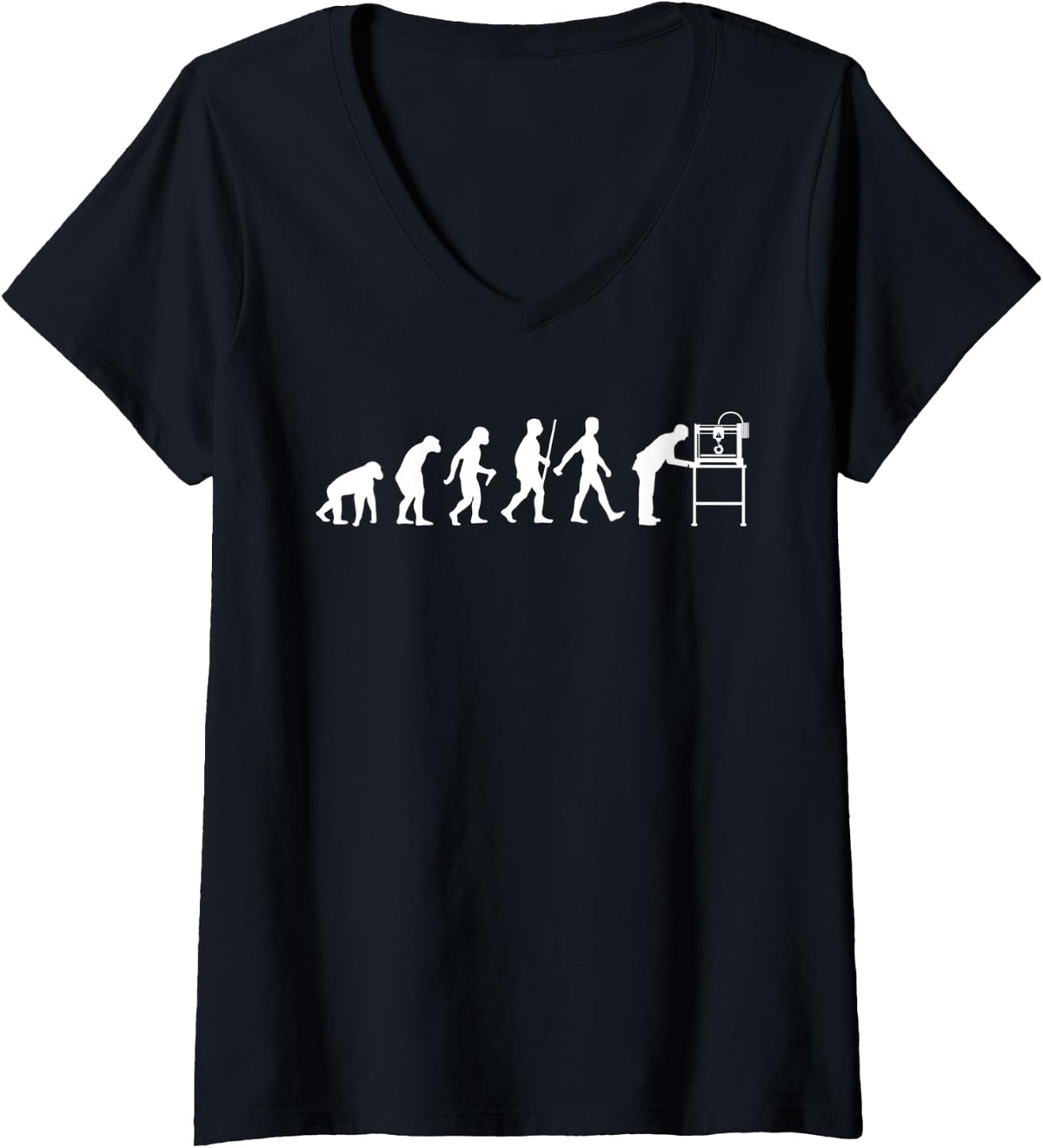 Womens Funny 3d Printer Designs Men Women Printing Evolution V Neck Apparel Gift Ready