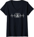 Womens Funny 3d Printer Heartbeat Art For Men Women Printing Lover V Neck Apparel Everyday Wear