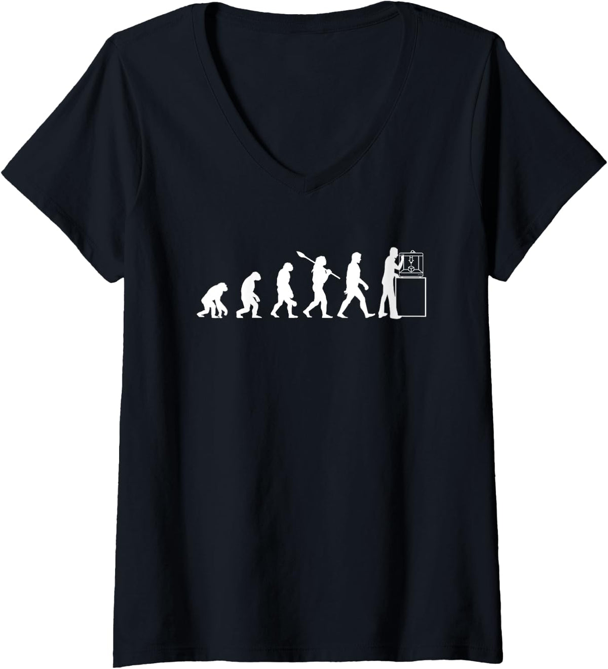 Womens 3d Printing Human Evolution Silhouette Printer Lovers V Neck Apparel Minimal Style