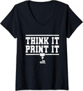 Womens Think It Print 3d Printing Machine Printer V Neck Apparel Everyday Wear