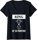 Womens King Of 3d Printing Printer V Neck Apparel Minimal Style