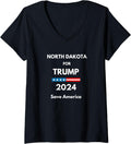 Womens North Dakota for Trump 2024 President Election Republican V Neck