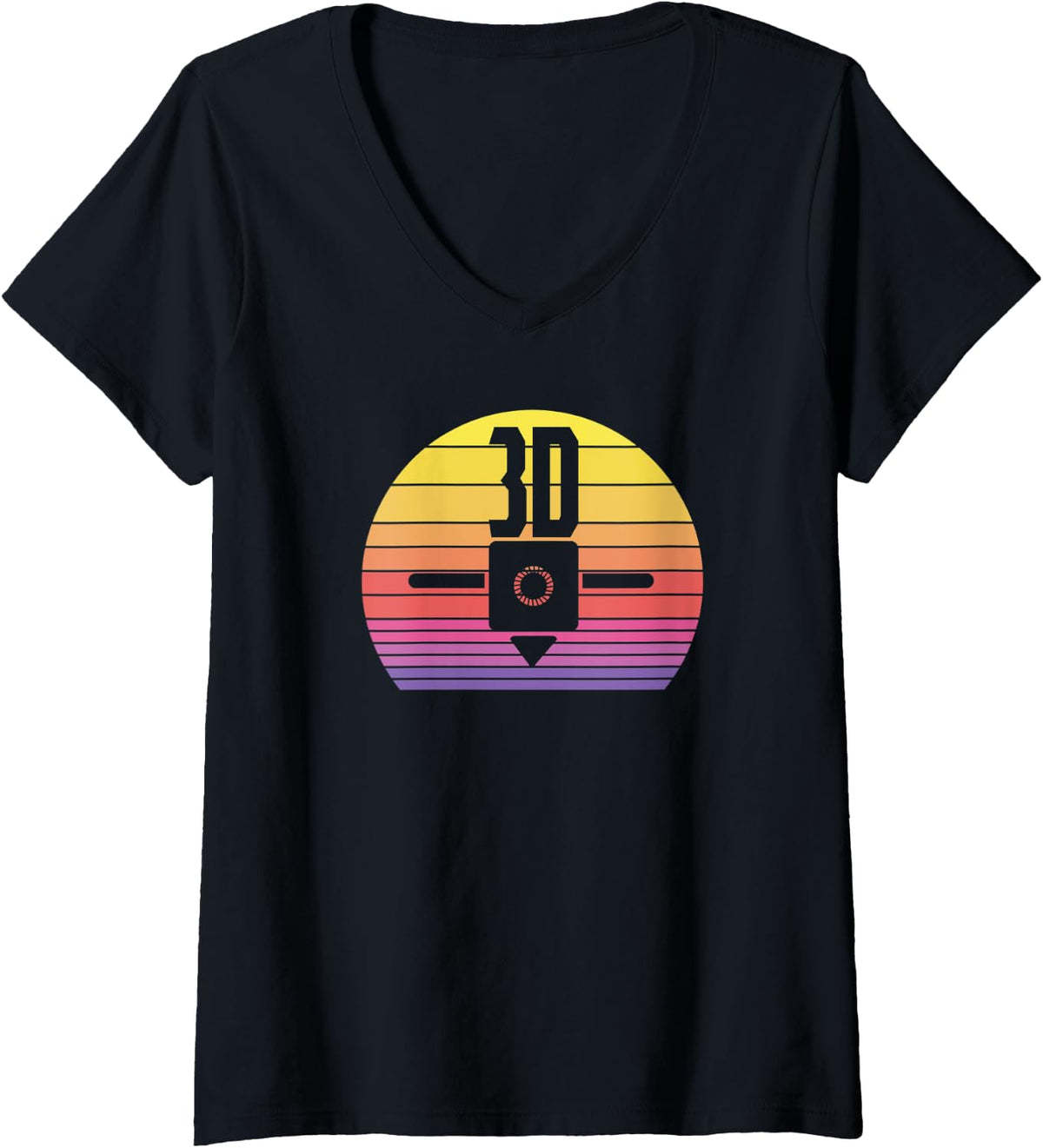 Womens Vintage 3d Printing Sunset Design For Printer Makers V Neck Apparel Minimal Style