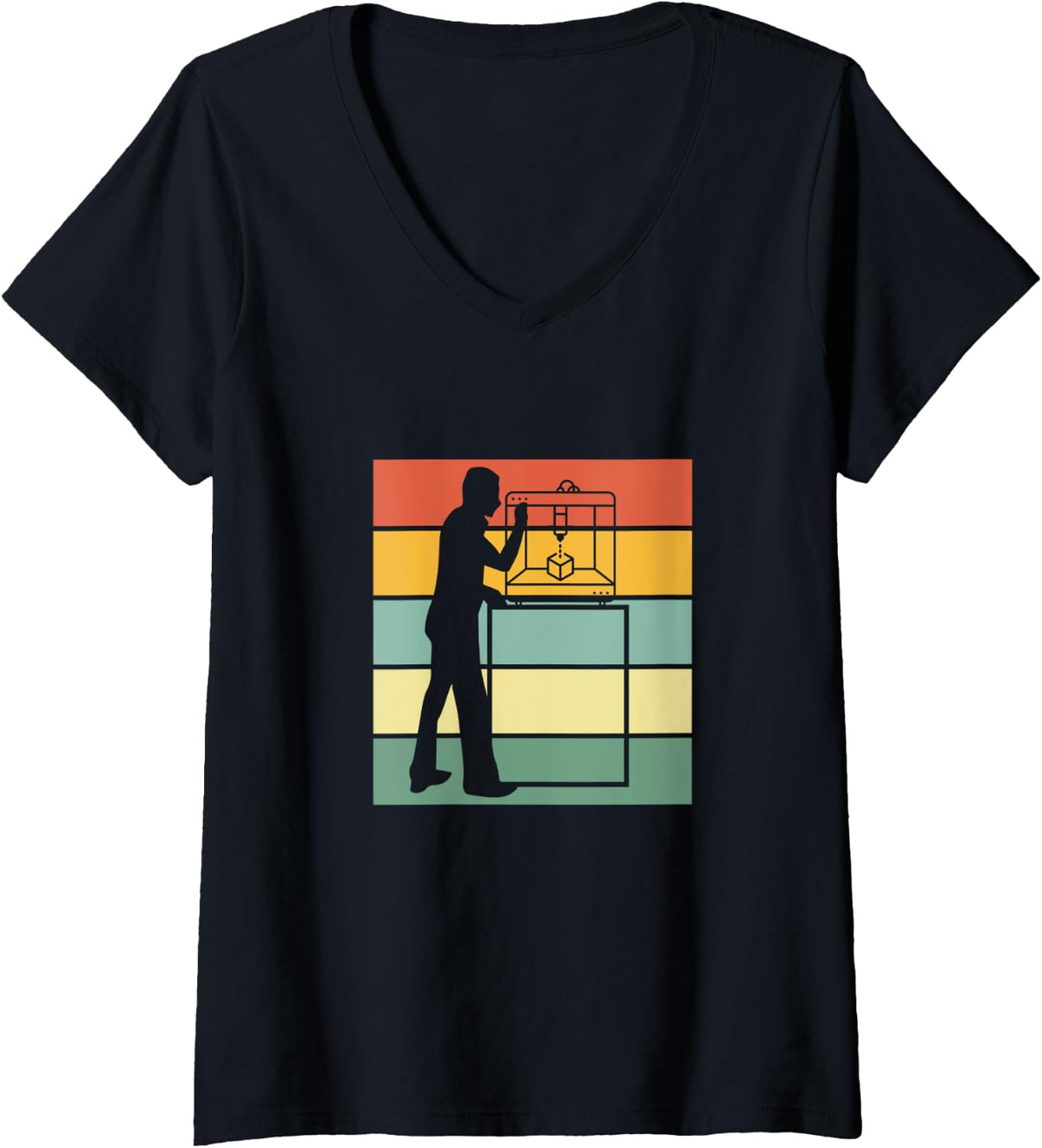 Womens Funny 3d Printing Service Business Owner Printer Lovers V Neck Apparel US Trend 2