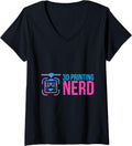 Womens 3d Printing Nerd Printer Filament Pink Blue Geek Gifts V Neck Apparel US Trend