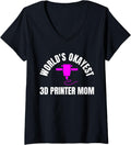 Womens Worlds Okayest 3d Printer Mom Printing Mothers Day V Neck Apparel Gift Ready