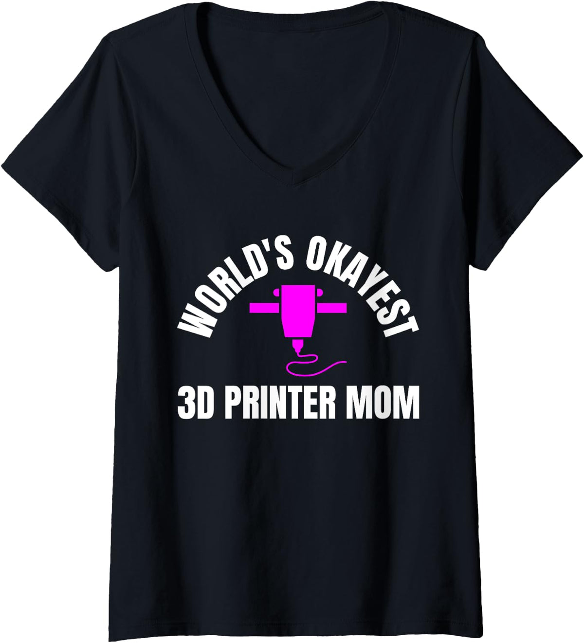 Womens Worlds Okayest 3d Printer Mom Printing Mothers Day V Neck Apparel Gift Ready