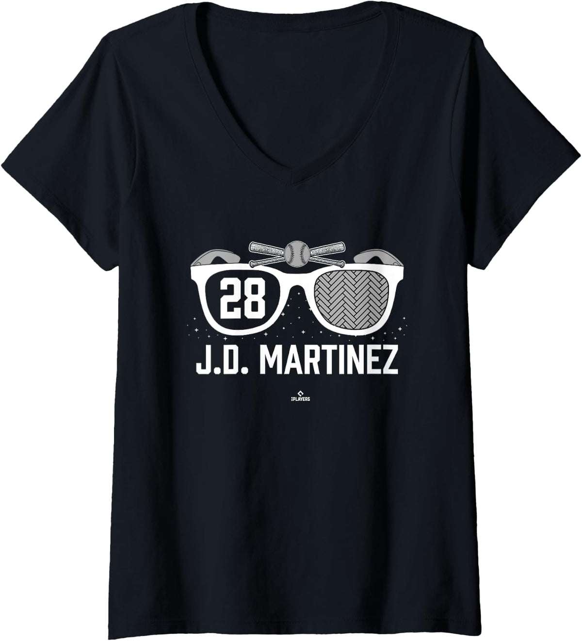 Womens American Glasses J D Martinez New York Baseball MLBPA V Neck