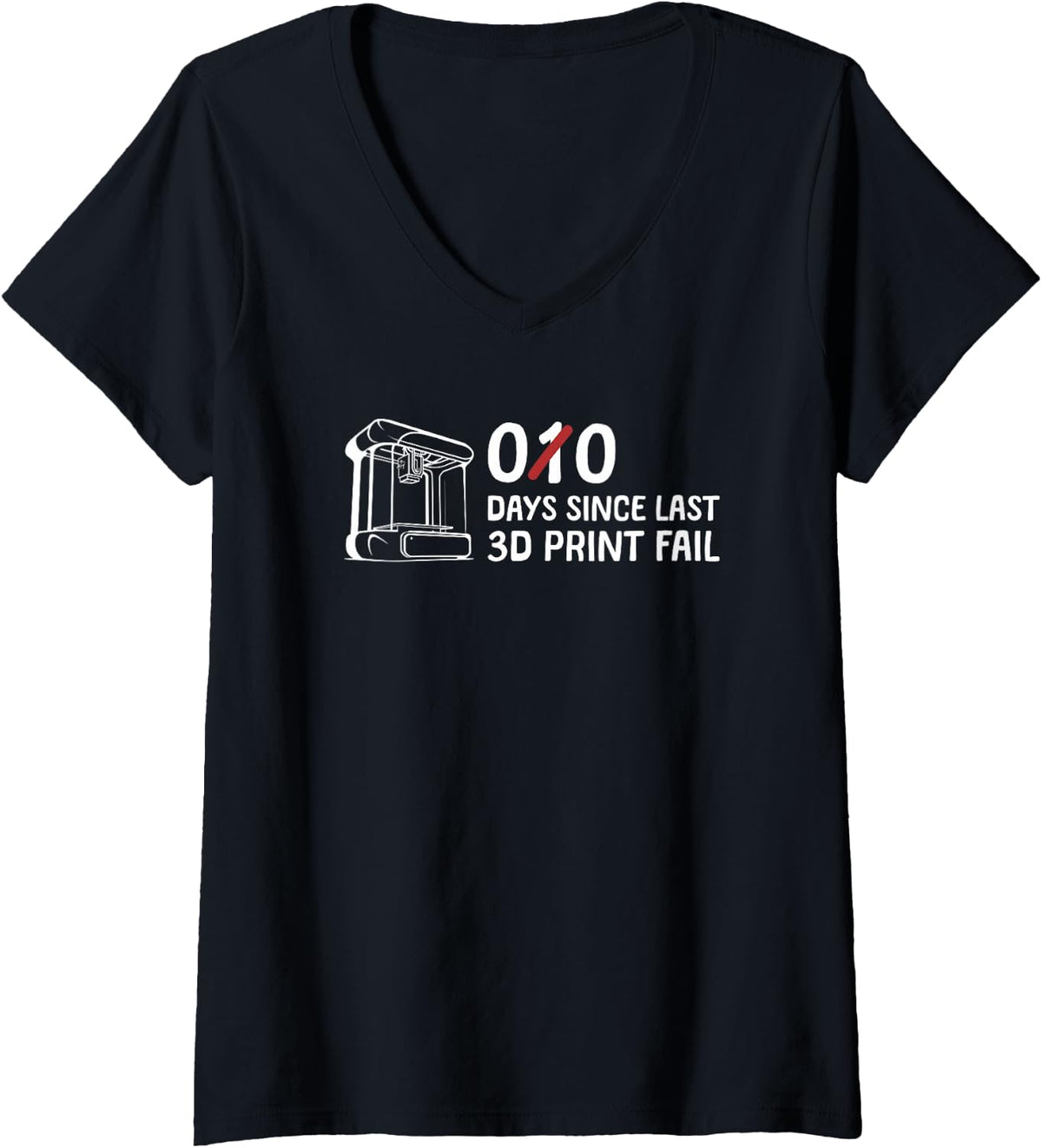 Womens 0 Days Since Last 3d Print Fail Humor V Neck Apparel Everyday Wear
